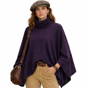 Ralph Lauren 100% Cashmere Poncho Cape M/L Sweater Shawl Blue Label Collection